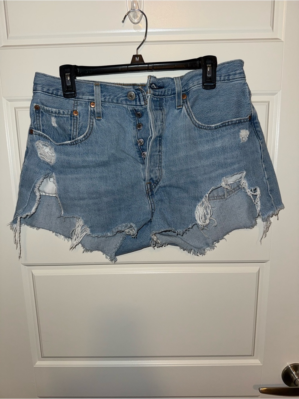 Levi's Light Blue Distressed Denim Cutoff Shorts